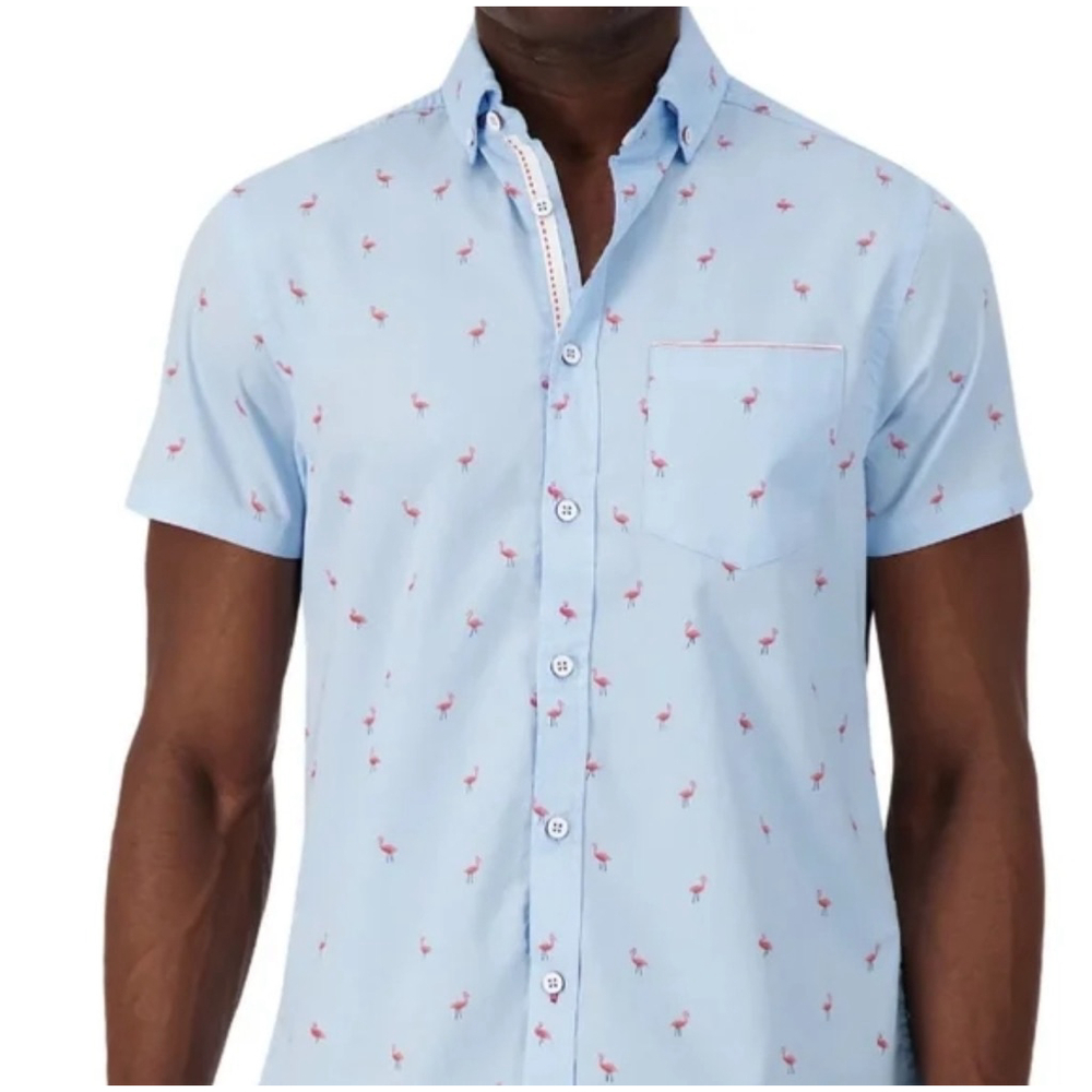 Chaps easy care button down short sleeve shirt size L